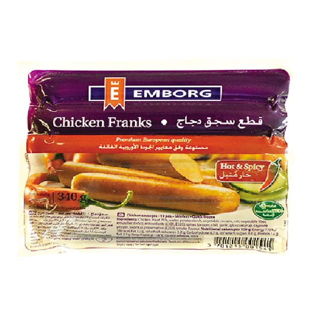 Emborg Chicken Frank Spicy 340g