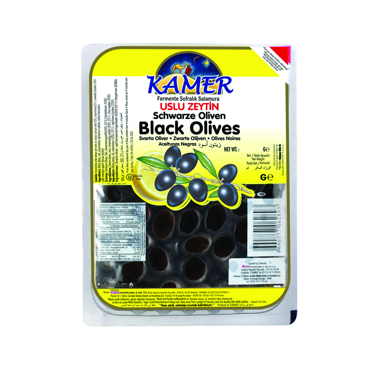Kamer Black Olives Vacuum 800g